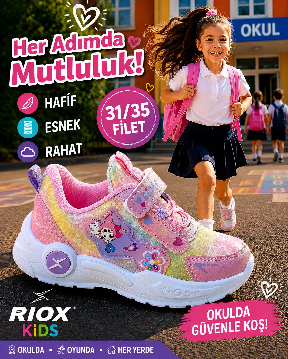 RIOX KIDS okula dönüş kampanyası - pastel kız çocuk ayakkabısı